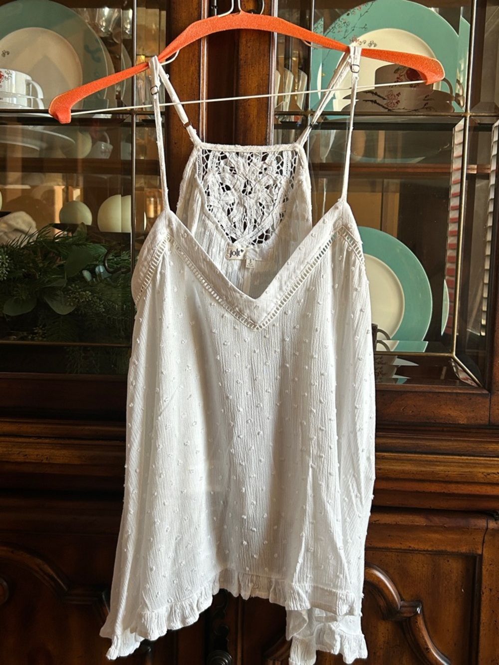 Jolt White Crochet-Back Spotted Camisole